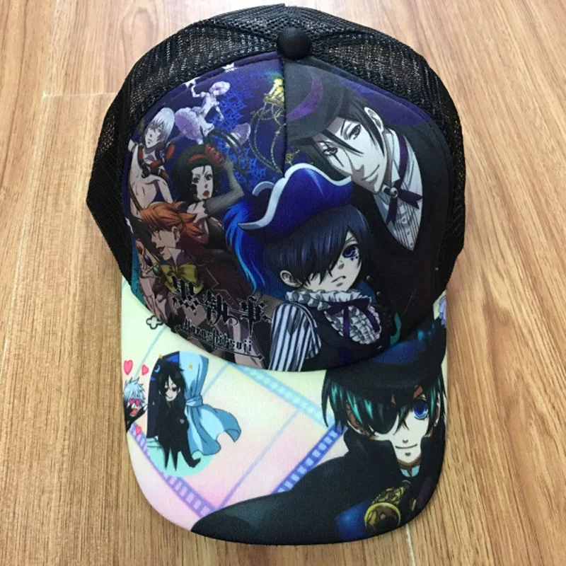 Аниме ACG Hatsune Miku Бейсбол остроконечная Кепка Snapback девушка солнцезащитная Кепка с сеткой - Цвет: Black Butler