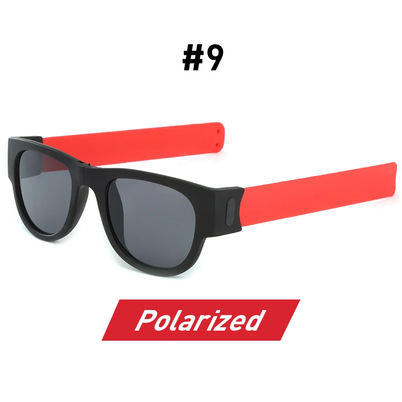 Необычные мужские Поляризованные наручные солнцезащитные очки, складывающиеся для женщин, рулонный браслет, тренд, складные спортивные солнцезащитные очки - Цвет линз: 9 Red Polarized