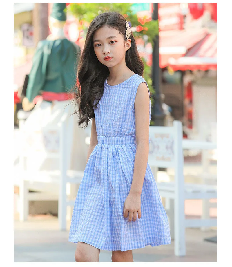 Summer 2019 Cotton Sleeveless Plaid Teenage Girls Dresses Size 8 10 12 Clothing Kids Teen Dresses Party Princess Dress For Girls (13).jpg