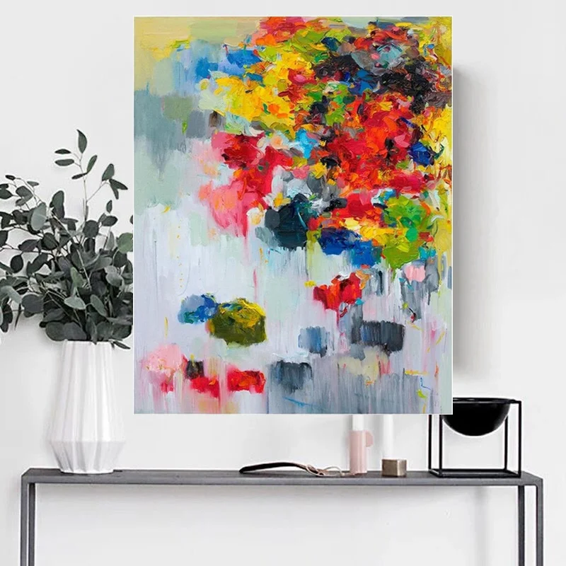 

Handmade Red Knife Flower Painting Abstract Paintings on Canvas New Style Still Life Painting Hang Picture Decor Oil Painting