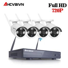 4ch Беспроводная система видеонаблюдения NVR Камера Безопасности система P2P 4 шт. wifi ip-камера наружная 1.0MP Водонепроницаемая камера безопасности Видео комплекты