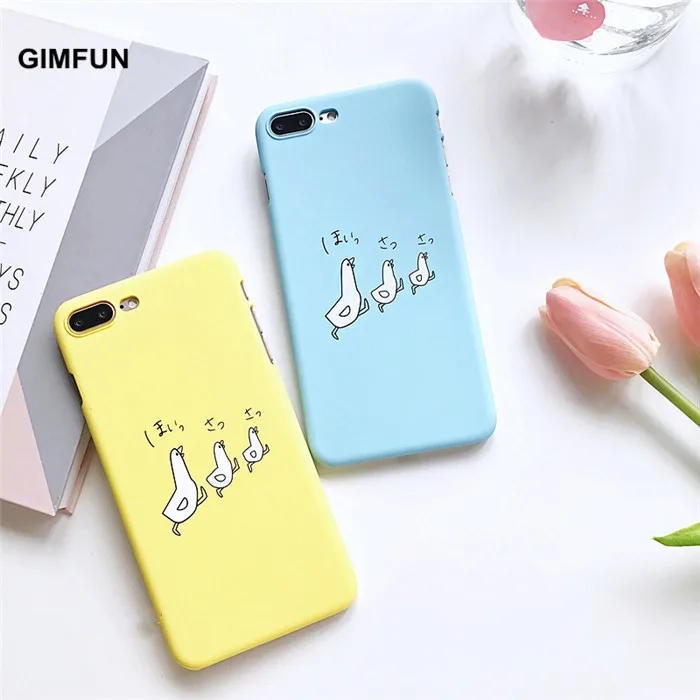 

Gimfun Blue Cartoon Chick Phone Case for Iphone 7 7plus 6 6s 6plus Case Kawaii Yellow Simple Hard Pc Shell Case Back Cover