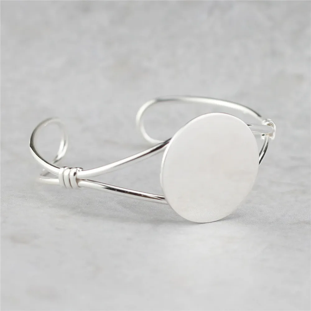 round polish bangle 100% 925 Sterling silver Jewelry Vintage Adjustable bangles for women gift