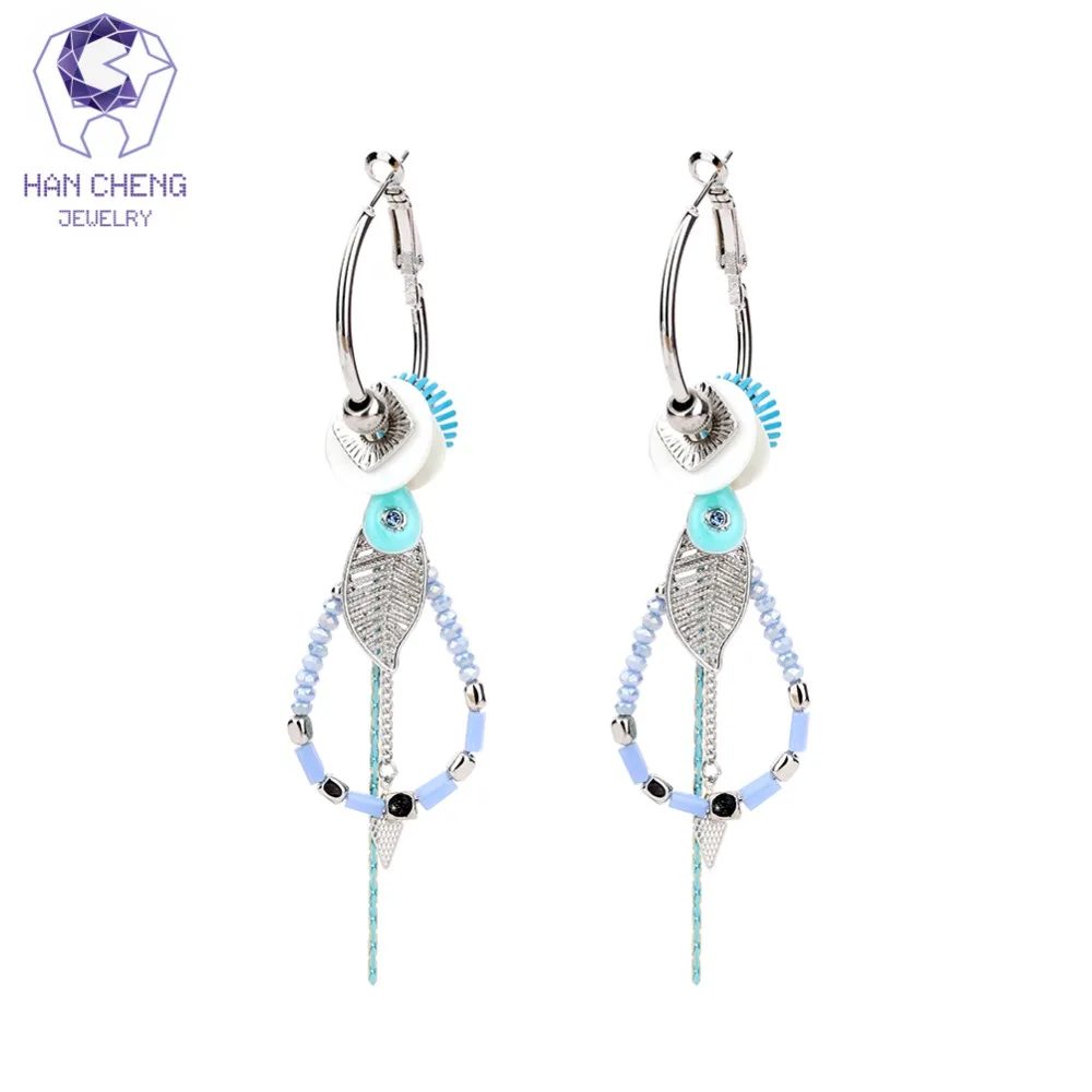 

HanCheng New Charm Boho Bohemian Hanging Dangle Long Water Drop Earrings For Women Jewelry Vintage Silver Plated bijoux brincos