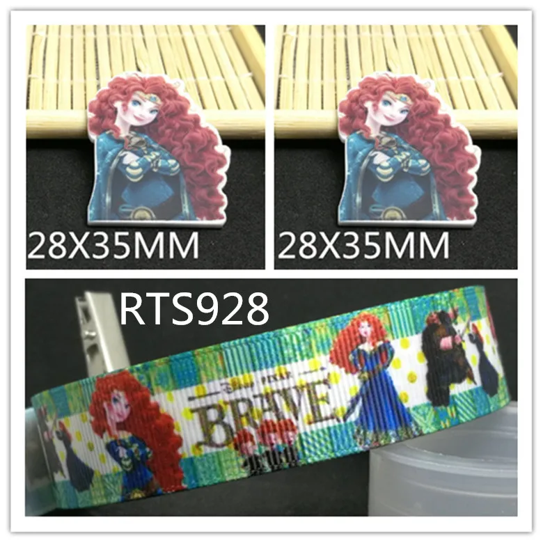 

7/8inch 100yard ribbon and 100pcs resin 1 set printed cartoon printed ribbon and resin RTS928