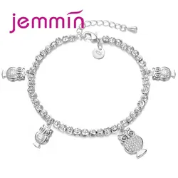 Jemmin Классический 925 пробы серебро Высококачественная Сова браслет для Для женщин девочек Ювелирное Украшение в подарок на день рождения