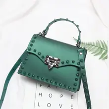 Новинка, женская сумка на плечо с металлическими заклепками, клатч, квадратный, ПВХ, прозрачный, желе, женская брендовая роскошная сумка-мессенджер, сумка через плечо, сумки