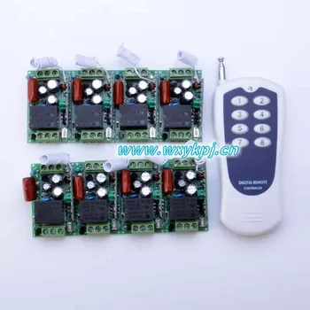 

100m 1 CH 220V light switch Digital RF Wireless Remote Control Switch System1 transmitter 8 receiver