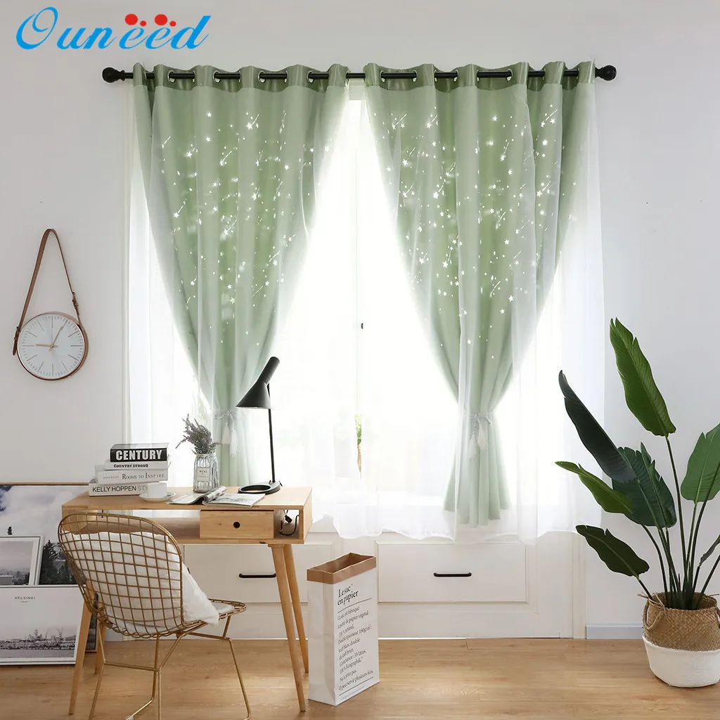 

Ouneed Tulle Curtains * Snowflak Hollowing Out Europe and America style Window Curtain Drape Panel Sheer Scarf Valances 2019 NEW