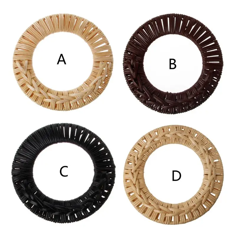 

Round Rattan Bag Handle DIY Bag Hanger Wooden Bamboo Purse Frame Fashion Strap Cane Straw Bag Handle
