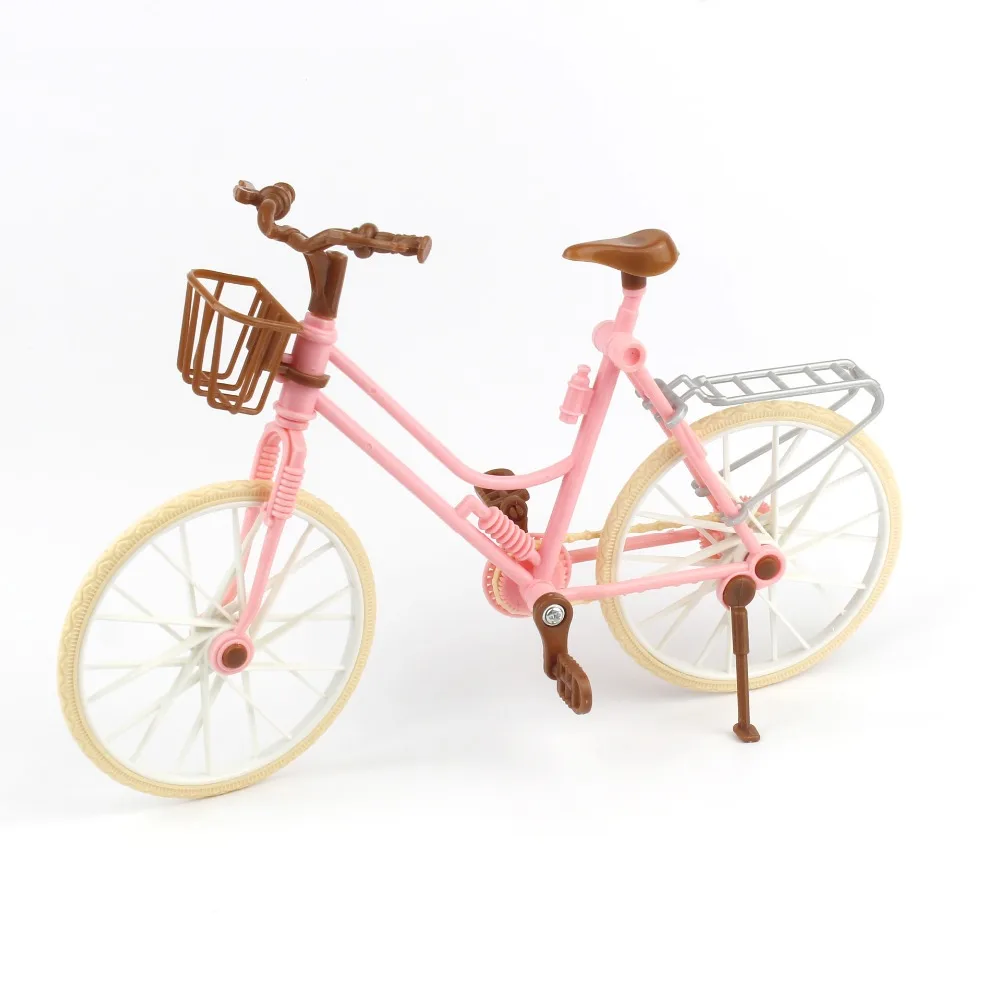 Мода съемный розовый велосипед с коричневый Пластик шлем для куклы Барби для девочек подарок кукла аксессуары играть дома