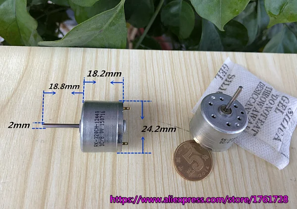 18,8 мм длинный вал 310 микро двигатель постоянного тока RK-320CH-12440 24*18 мм 1,5 V-8 V Низкий уровень шума солнечной энергии мотор
