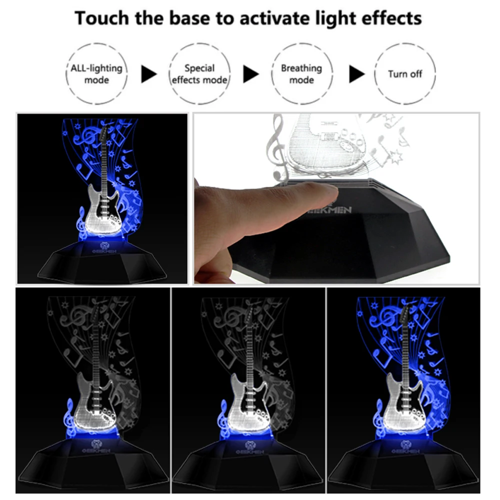 Музыкальная нотка освещение искусство музыкальный инструмент гитара 3D линия