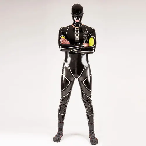 

100% Latex Rubber Men Handsome Catsuit Racing Suits Bodysuit Suit Size XXS-XXL