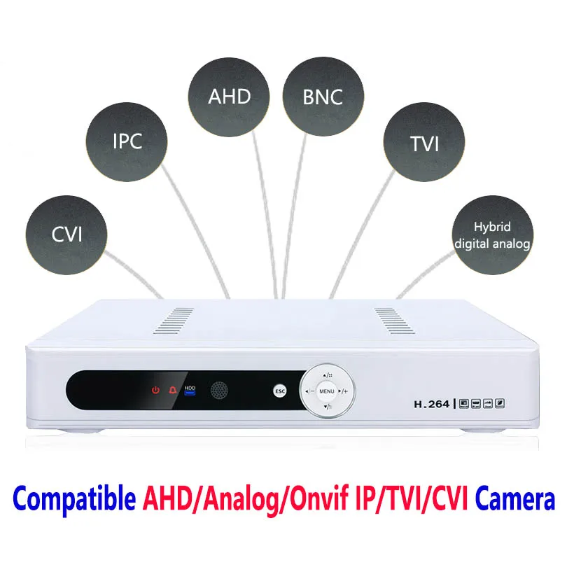 Новые CCTV 4CH канал 1080 P NVR AHD TVI CVI DVR + 1080N 5 в 1 видео Регистраторы совместим/AHD/аналоговый/Onvif IP/TVI/CVI Камера