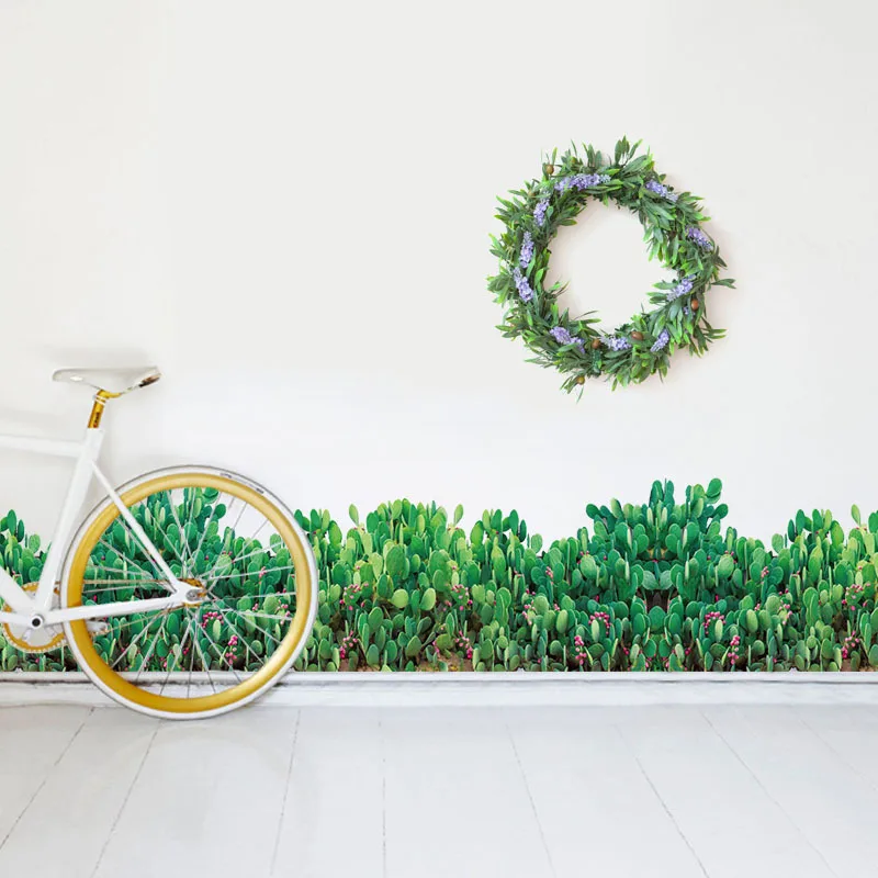 Cactus 3D Skirting Wall Sticker Kitchen Entrance Hallway Wall Stickers Home Decor Living Room Autocollant Mural Wall Decal