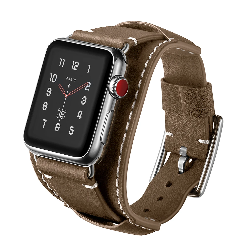 Ремешок кожаный для Apple Watch Band 44 мм 38 42 40 белый двойной браслет Tour iWatch 4 3 2 Bands