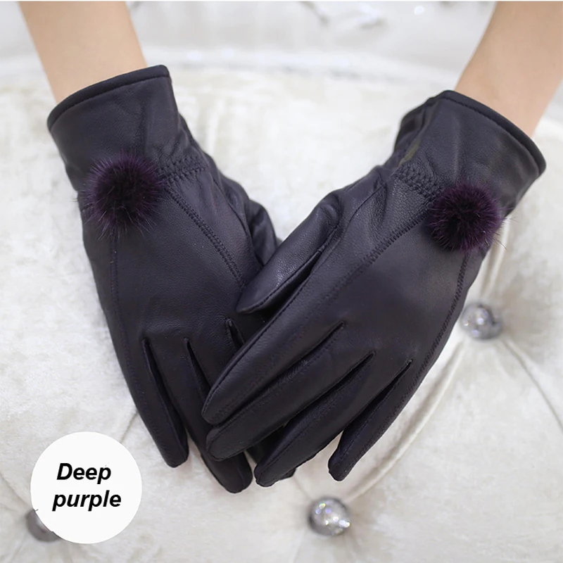 Женские перчатки из натуральной кожи, новинка 2018, весенне-осенние варежки из натуральной кожи, меховые перчатки, женские модные перчатки