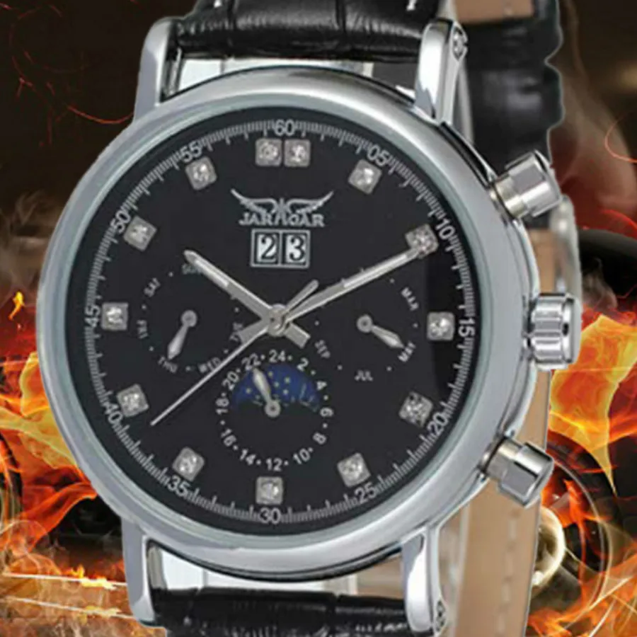 

Men Watch Luxury Brand JARAGAR Automatic Mechanical Wrist Watches Stainless Steel Dial Tourbillon Watch Male Atmos Clock