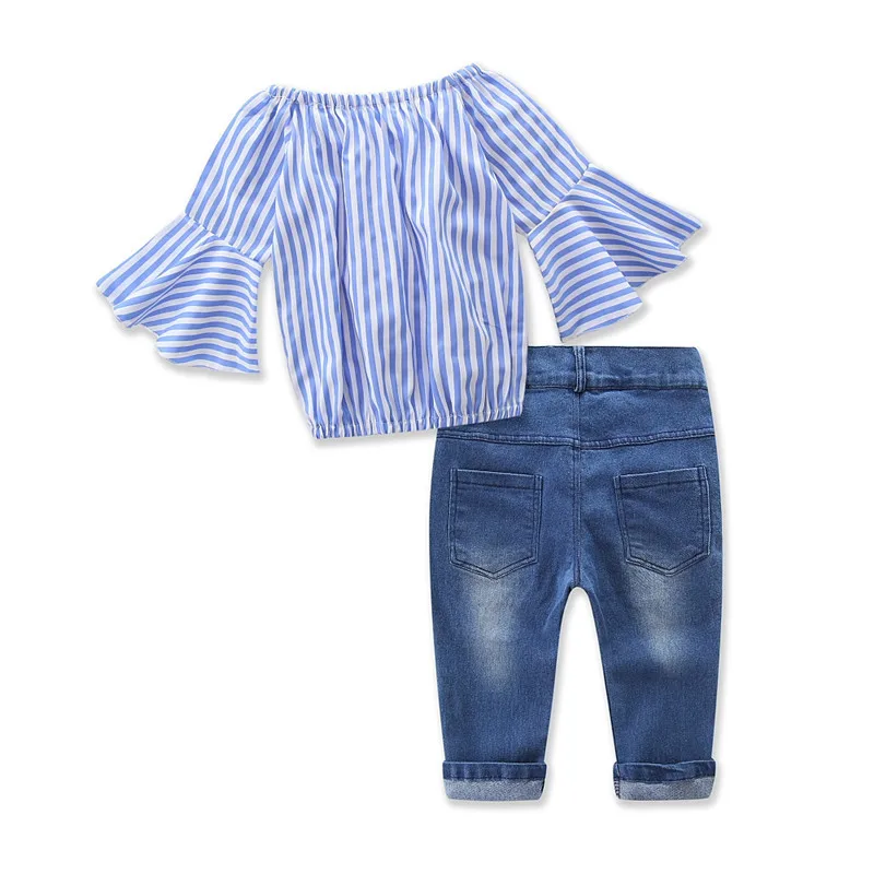 

Fashion Toddler Girl Clothing Suit Summer Baby Girl Clothes 2019 Children Striped Shirt Jeans Set 2 Children