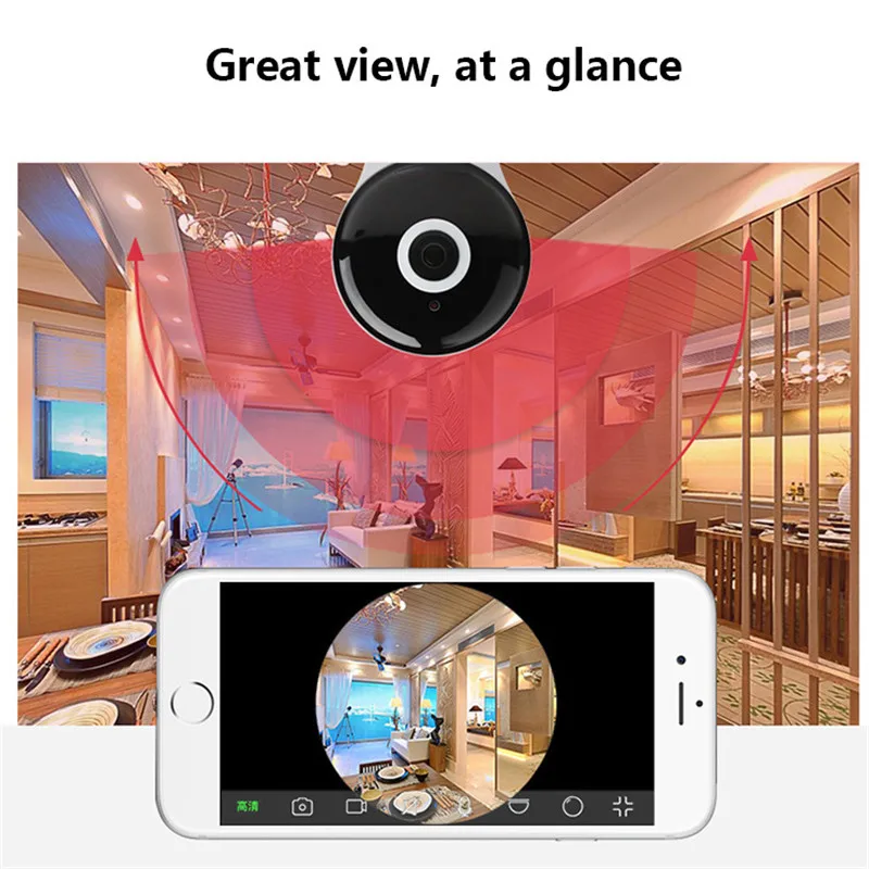 Tycipy 360 градусов вид камеры датчик движения 1080 P WiFi панорамирование ночного видения смарт-камера