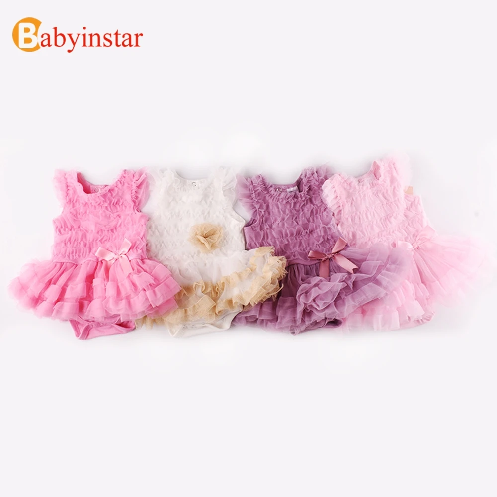 

Babyinstar Baby Rompers Girls Cute Baby Mesh Flower Romper Dresses 2018 Baby Costumes Set Cotton Romper Little Girls Clothing