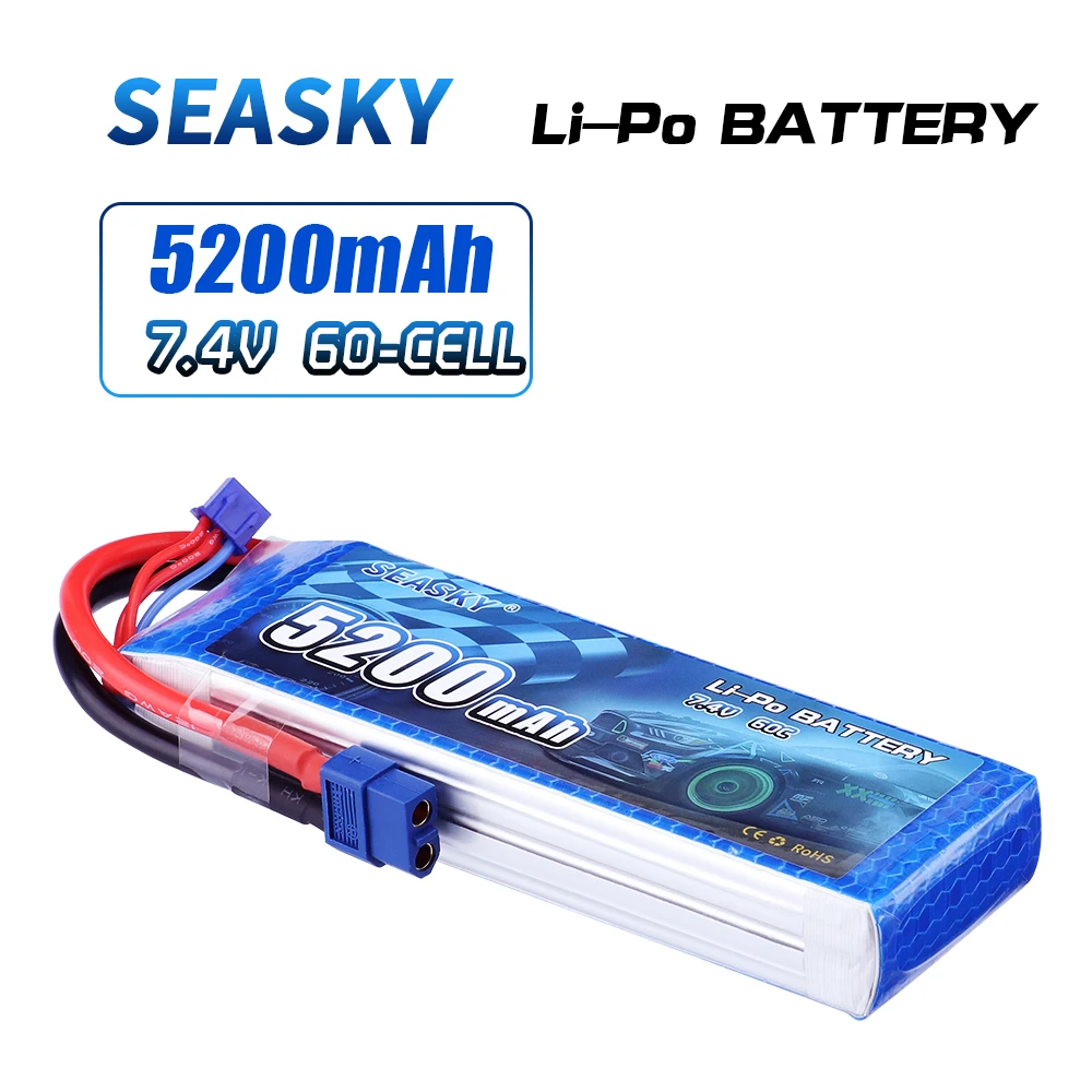 SEASKY Racing 2S lipo battery 7.4v 5200mAh 60C For rc helicopter rc car rc boat quadcopter Li-Polymer battey