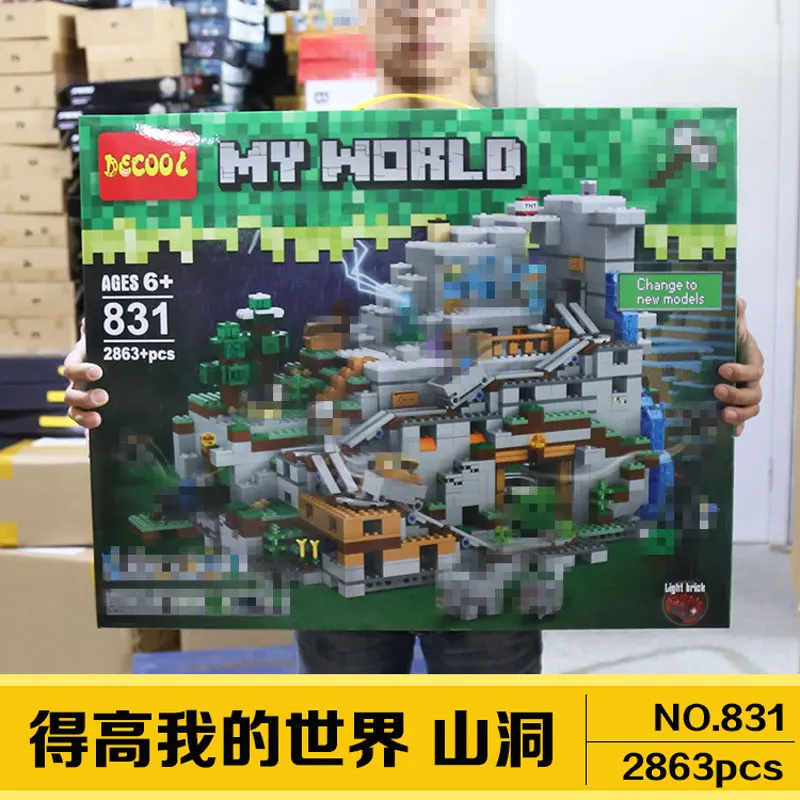 

Minecraft The Mountain Cave Compatible legos 21137 My World Steve Organs Building set Blocks bricks Toys For Children 18032 831