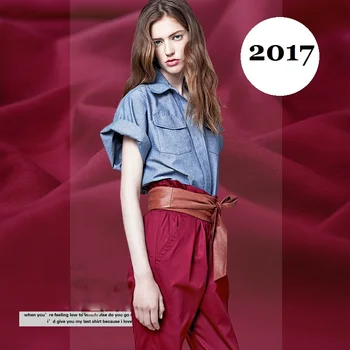 

The new pure cotton fabrics imported wine red thin summer skirt wide leg pants cloth