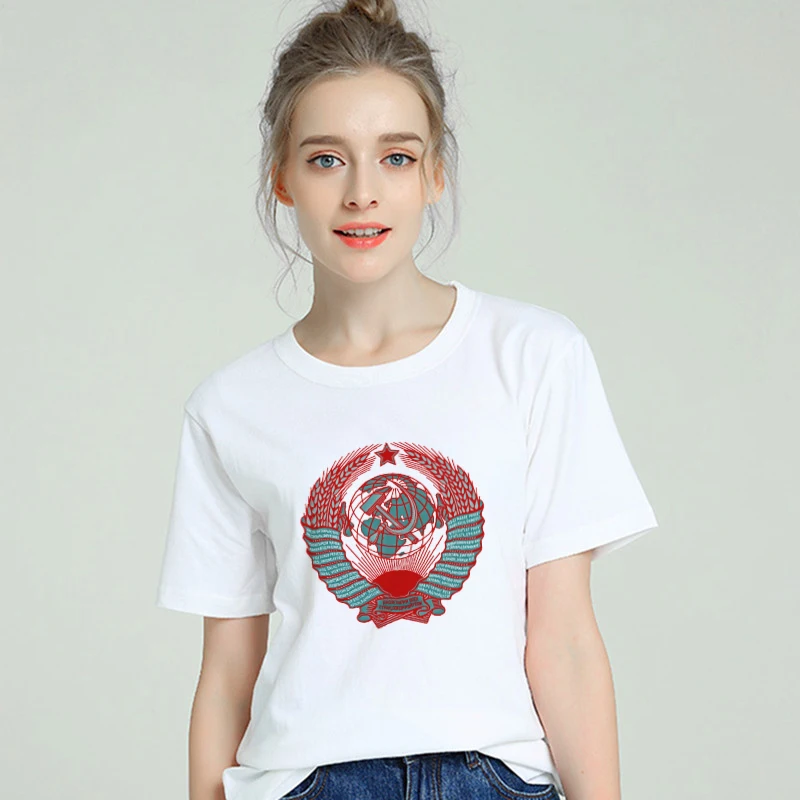 USSR Soviet Harajuku Tshirt Women Cotton 2019 Summer Funny T-shirt Female Short Sleeve Plus Size White T Shirt Tumblr Tops Tees USSR Soviet Harajuku Tshirt Women Cotton 2019 Summer Funny T-shirt Female Short Sleeve Plus Size White T Shirt Tumblr Tops Tees