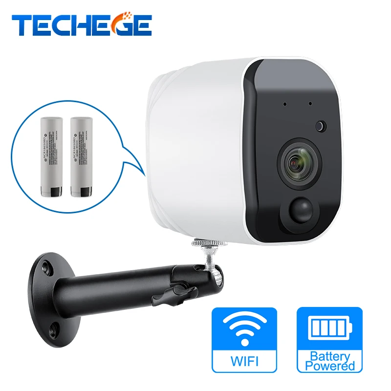 

Techege HD 1080P WiFi Camera Two Way Audio Rechargeable Battery Powered Security Camera Wireless Camera TF Card Slot PIR alarm