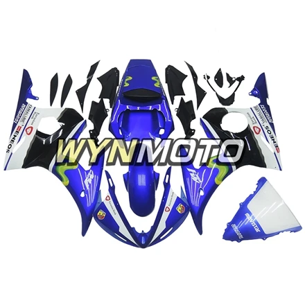 Выполните обтекатели комплект для Yamaha R6 03-04 2003 2004 впрыск АБС пластмасса кузов мотоциклетные Обтекатели кадров синий белые чехлы
