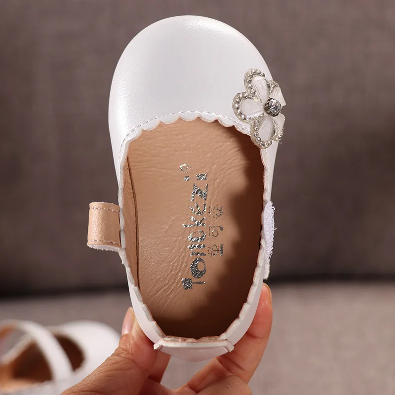COZULMAToddler/Детская Праздничная Нескользящая повседневная обувь для маленьких девочек, обувь принцессы с цветами и стразами, Enfants, Размер 15-25