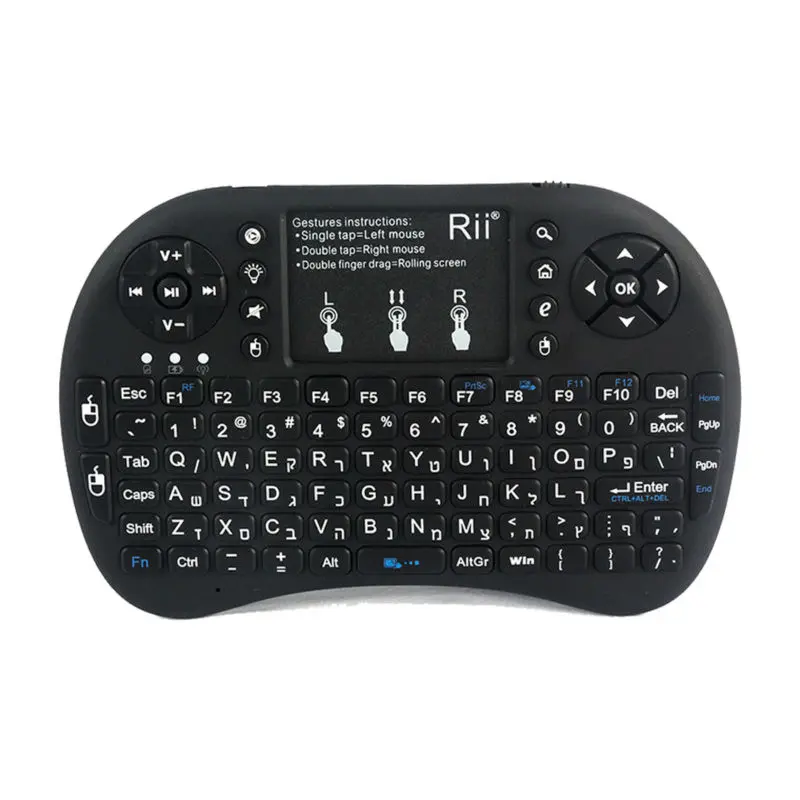 Клавиатура с подсветкой мини Rii i8+ 2,4 ГГц Беспроводная воздушная мышь английский/Иврит/русский/испанский клавиатура Пульт дистанционного управления для ТВ-бокса ПК