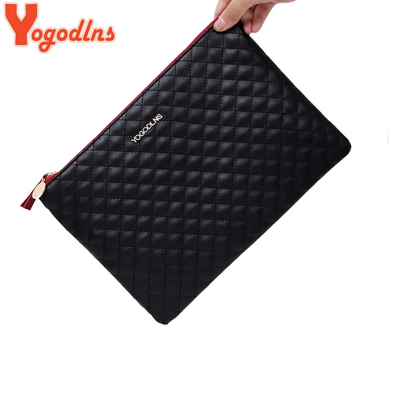 

Yogodlns Brand New Arrival Women Clutch Bag Daily Use Bag Plaid Purse Female Criss-cross Bags Evening Bag High Quality PU Wallet