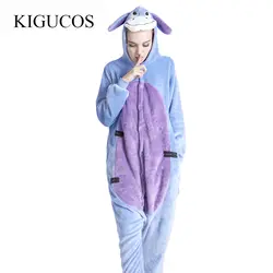 KIGUCOS женские цельные Мультяшные комбинезоны с осликом для взрослых, зимние пижамы с животными, милые пижамы, милая Пижама
