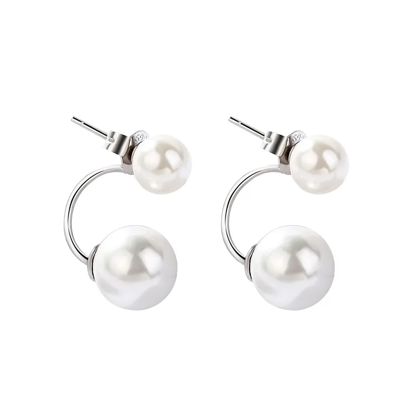 

Wholesale Genuine 925 sterling silver Earrings drop white pearl balls earring stud for women fine jewelry promotion