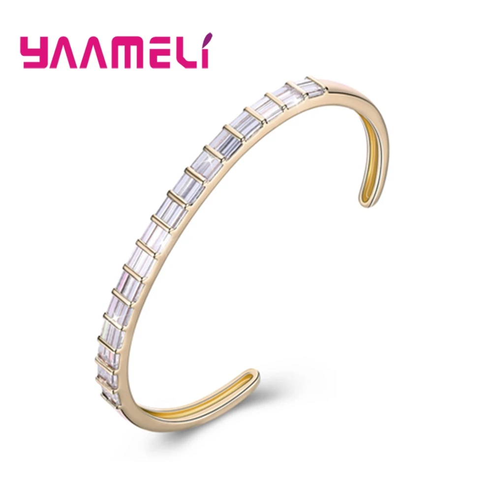 

Pretty 925 Sterling Silver Jewelry Bracelet Bangles Pave Shiny Ceystal Stone Beautifully Wedding Engagement Accessories