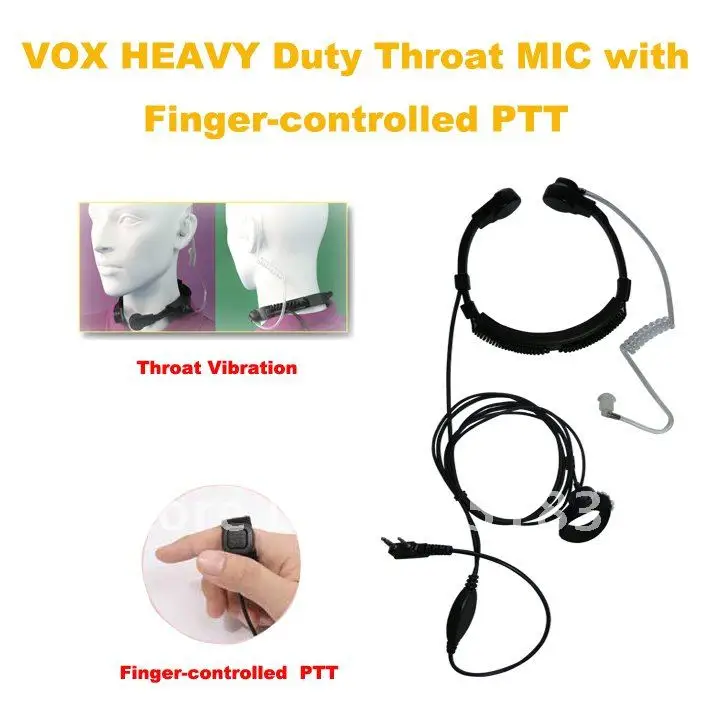Freeship 2013 Throat Mic Air Auricolare Tubo Per Cb Radio Vox Heavy Duty Throat Mic Con Finger Ptt (Spine Differenti Per La Selezione)