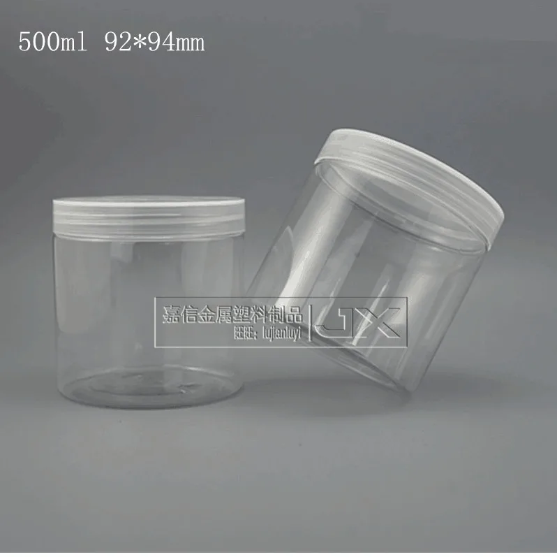 

500g/ml Clear Plastic Jar bottle Wholesale Retail Originales Refillable Cosmetic Cream Butter Honey Pill Empty Containers jars