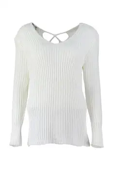 

Trendyol WOMEN-Ecru Back Lacing Detailed Knitwear Sweater TWOAW20FV0021