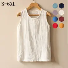 Summer women casual cotton linen top Vest plus size