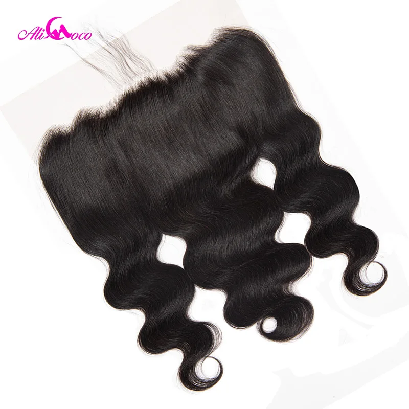 Ali Coco Brazilian Body Wave 13*6 Lace Frontal Closure With Baby Hair Natural Color 8-20 Inch 100%