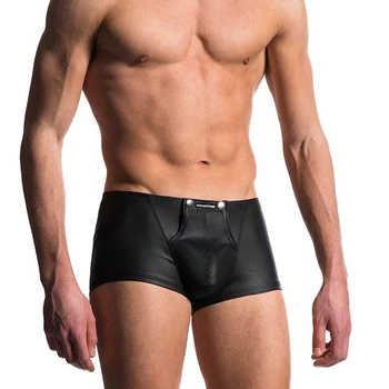 

New Fashion Men's Sexy Patent Leather Four-Corner Underwear Imitation Leather Low Waist Men's Sexy Underwear Men's Underwear