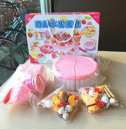 1919 Coupe Gâteau Danniversaire Bricolage Gâteau De Fruits Jouet Cuisine Semblant Jouer Frutas De Brinquedo Enfants Nourriture En Plastique Jouet