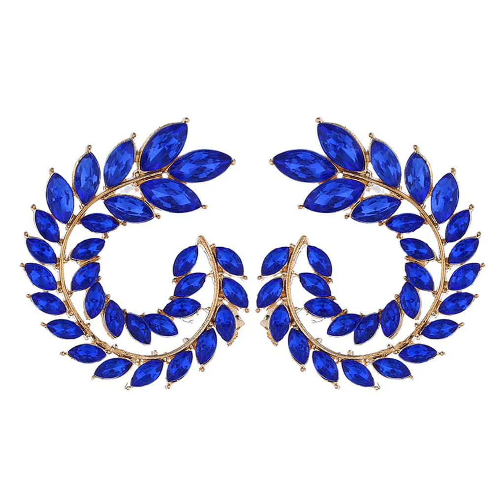 

New Design Hot Sale solid Crystal Earrings New Temperament Leaves with masonry spin earrings for Women Jewelry Gift