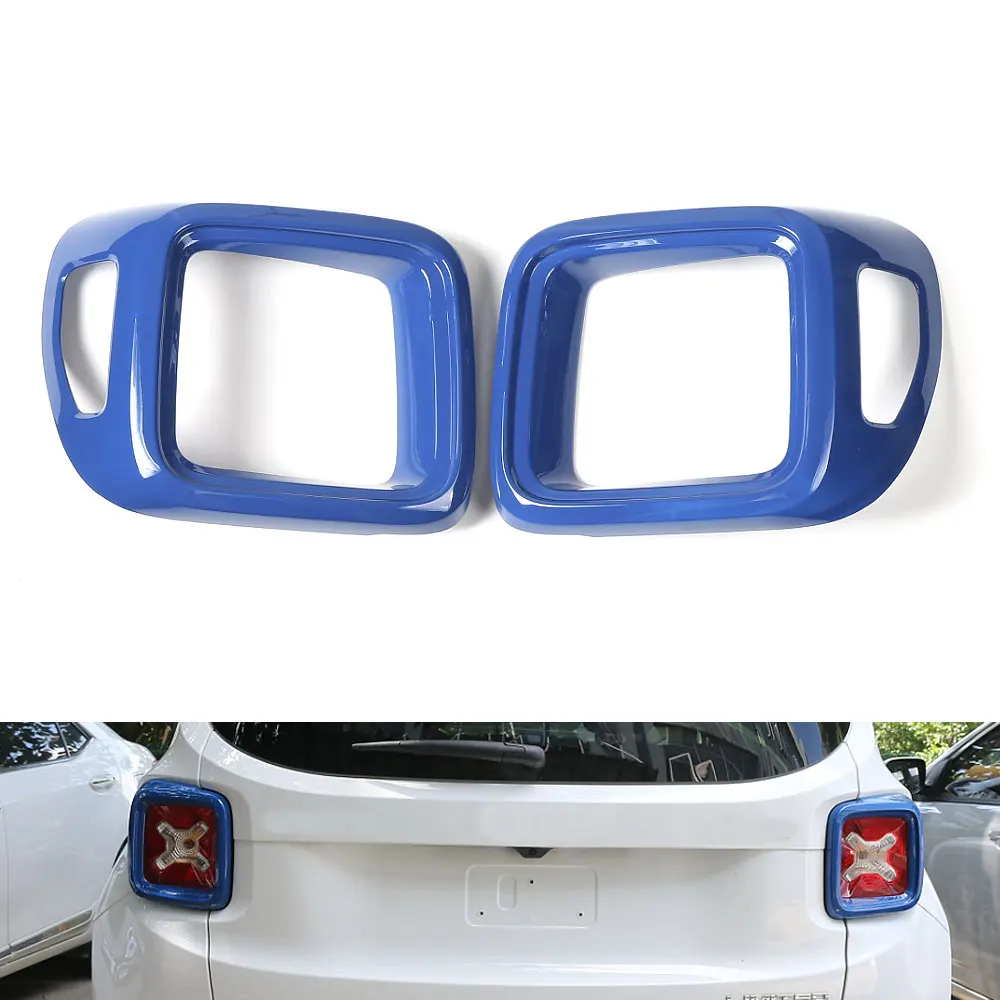 2pcs ABS Blue font b Exterior b font Tail Rear Light Lamp Full Cover Trim Frame
