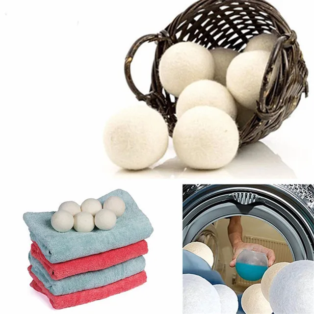 6Pcs/Pack Wool Dryer Balls Reusable Natural Organic Laundry Fabric