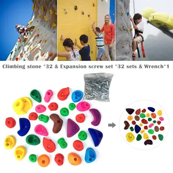 

32pcs New Climbing Stone And 32pcs Expansion Screw Children Climbing Holds For Climbing Wall For Kindergarten Playground