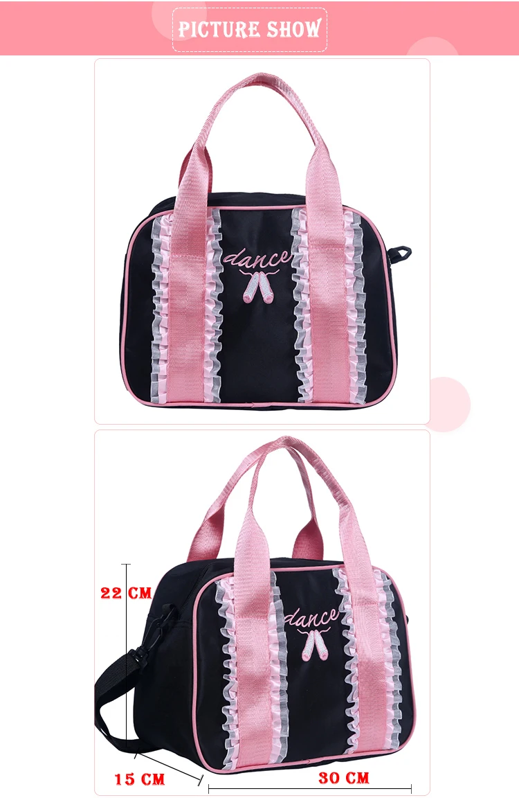 Розовый мешки для балетной одежды большой емкости девушки сумка для балета Балерина милая сумка кружева пуанты вышивка малыш милая сумка